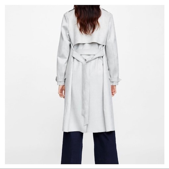 Zara-Faux Suede Trench Midi Length Coat - Picture 3 of 14